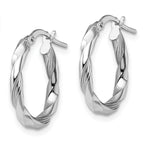 Leslie's 14K White Gold Polished and Textured Hoop Earrings - Image 2