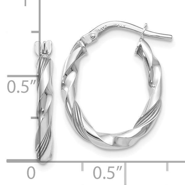 Leslie's 14K White Gold Polished and Textured Hoop Earrings - Image 4