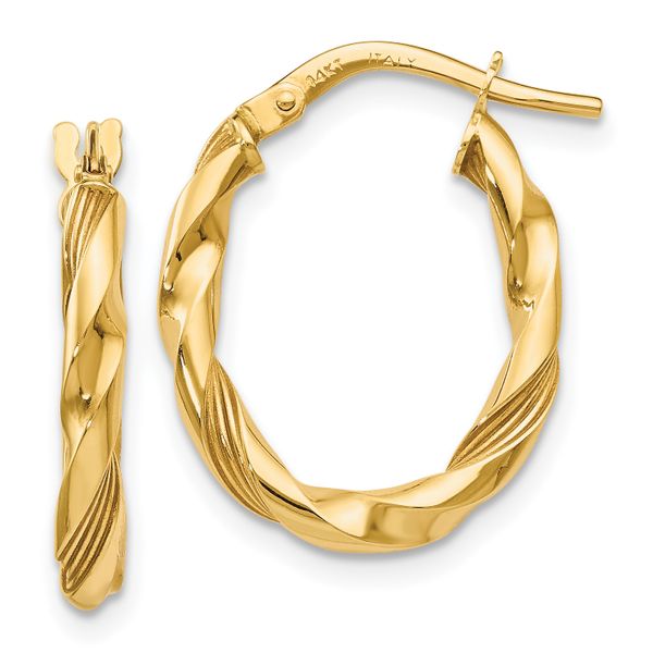 Leslie's 14K Polished and Textured Hoop Earrings