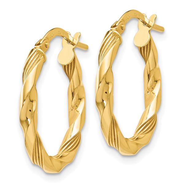 Leslie's 14K Polished and Textured Hoop Earrings - Image 2