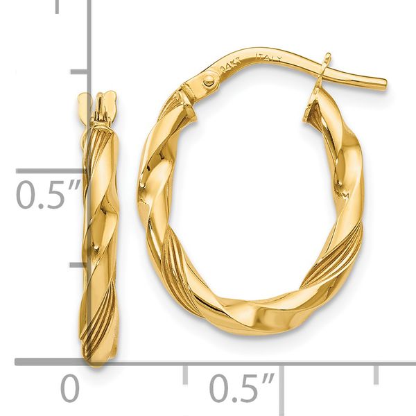 Leslie's 14K Polished and Textured Hoop Earrings - Image 4