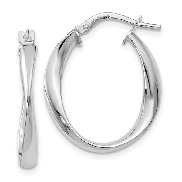 Leslie's 14K with White Rhodium Plating Polished Hoop Earrings