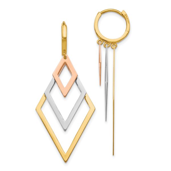 Leslie's 14K Tri-Color Dangle Hoop Earrings