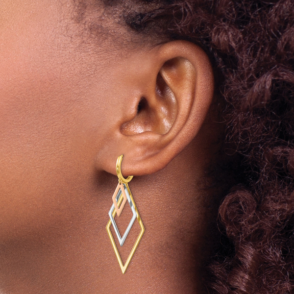 Leslie's 14K Tri-Color Dangle Hoop Earrings - Image 3