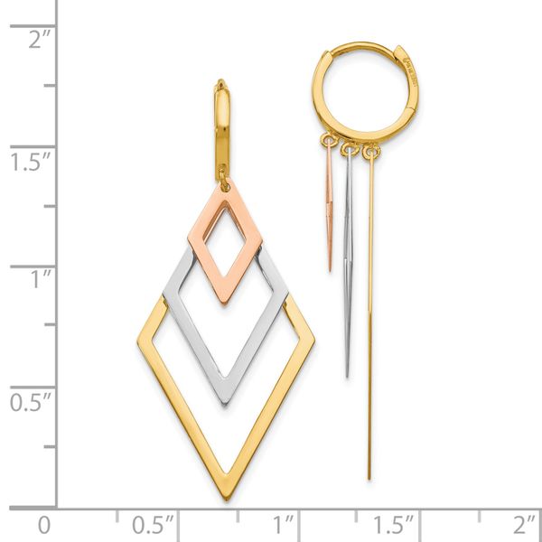 Leslie's 14K Tri-Color Dangle Hoop Earrings - Image 4