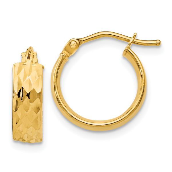 14K Polished and D/C Hoop Earrings