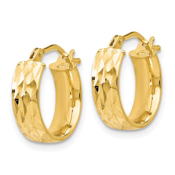 14K Polished and D/C Hoop Earrings - Image 2