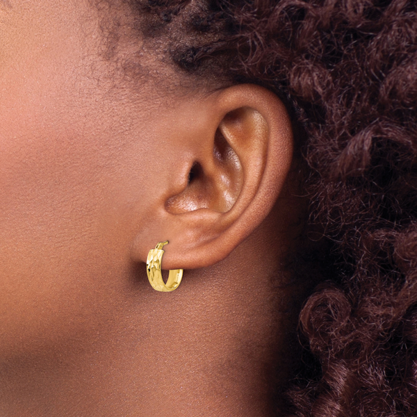 14K Polished and D/C Hoop Earrings - Image 3