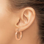 Leslie's 14k Rose Gold Polished 4mm Polished Hoop Earrings - Image 3