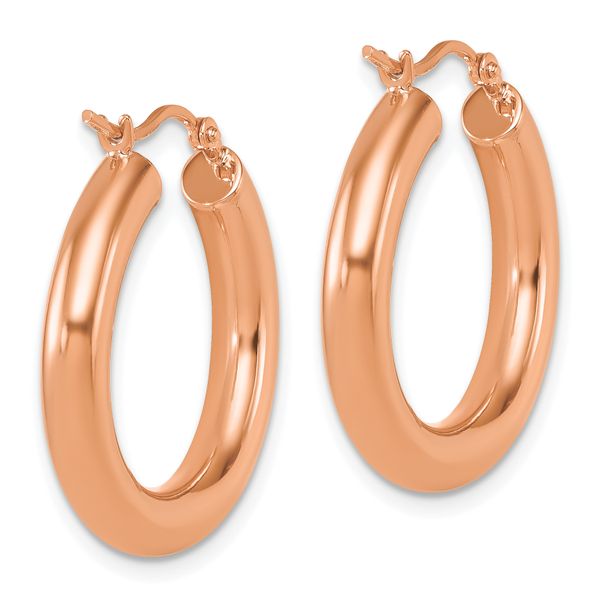 Leslie's 14k Rose Gold Polished 4mm Polished Hoop Earrings - Image 4