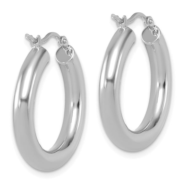 Leslie's 14K White Gold Polished Lightweight Hoop Earrings - Image 4