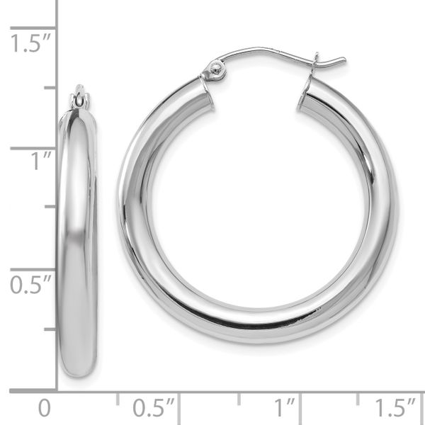 Leslie's 14K White Gold Polished Lightweight Hoop Earrings - Image 4