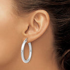 Leslie's 14K White Gold Polished Lightweight Hoop Earrings - Image 3