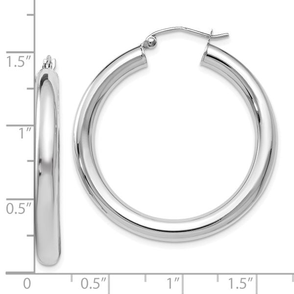Leslie's 14K White Gold Polished Lightweight Hoop Earrings - Image 4