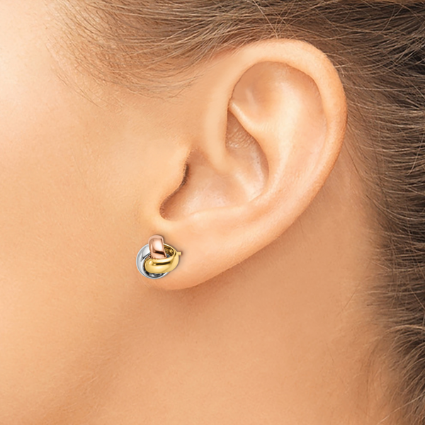 Leslie's 14K Tri-Color Polished Love Knot Earrings - Image 3