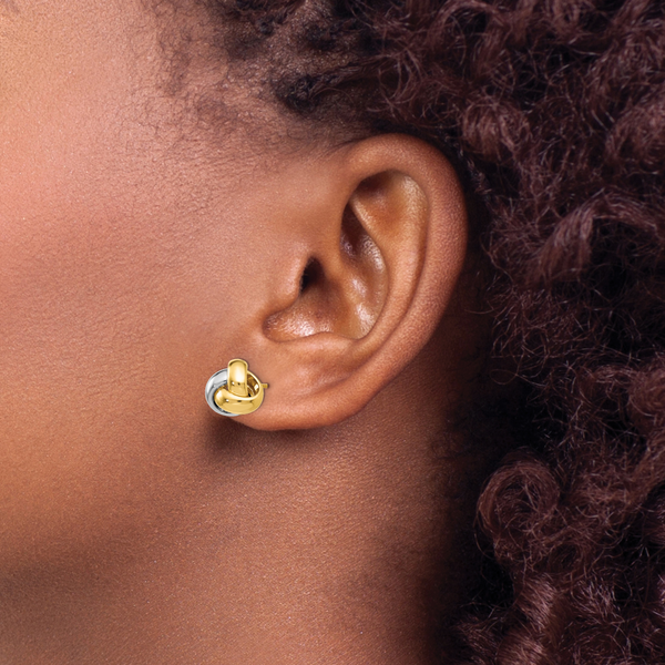 Leslie's 14K Two-tone Polished Love Knot Earrings - Image 3