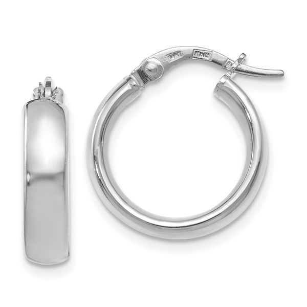 Leslie's 14K with White Rhodium Plating Polished Hoop Earrings