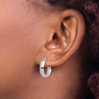 Leslie's 14K with White Rhodium Plating Polished Hoop Earrings - Image 3