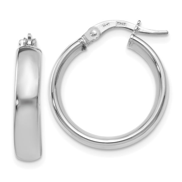 Leslie's 14K with White Rhodium Plating Polished Hoop Earrings