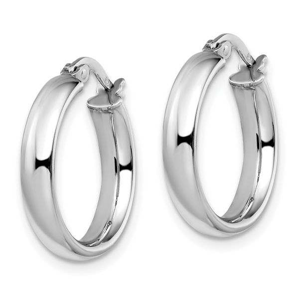 Leslie's 14K with White Rhodium Plating Polished Hoop Earrings - Image 2
