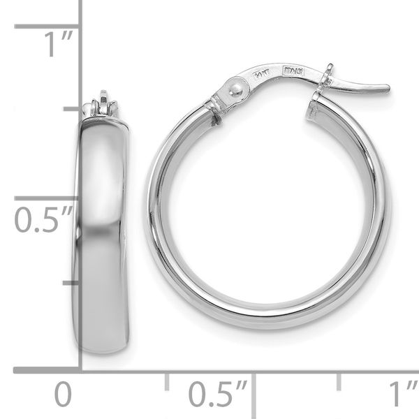 Leslie's 14K with White Rhodium Plating Polished Hoop Earrings - Image 4