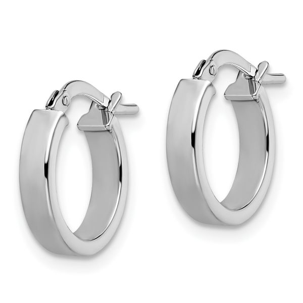 Leslie's 14K with White Rhodium Plating Polished Hoop Earrings - Image 2