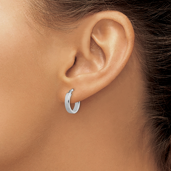 Leslie's 14K with White Rhodium Plating Polished Hoop Earrings - Image 3