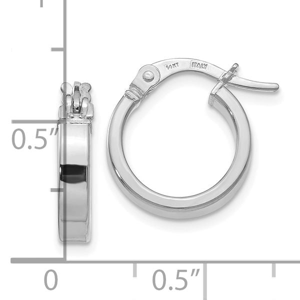 Leslie's 14K with White Rhodium Plating Polished Hoop Earrings - Image 4