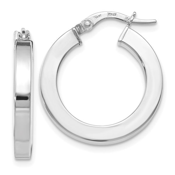 Leslie's 14K with White Rhodium Plating Polished Hoop Earrings