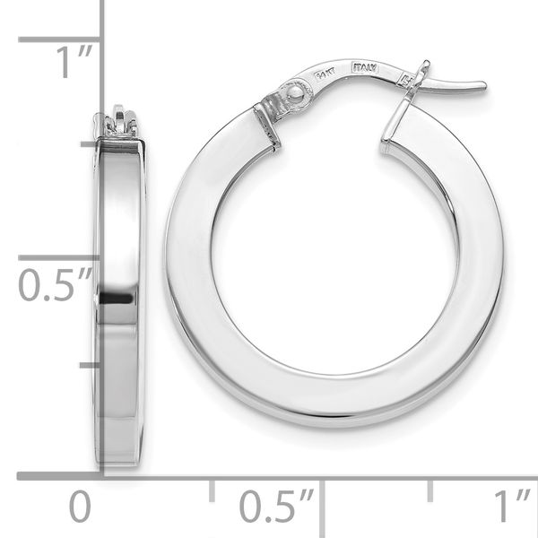 Leslie's 14K with White Rhodium Plating Polished Hoop Earrings - Image 4