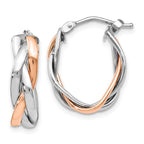 Leslie's 14K with White Rhodium and Rose Gold Plating Polished Hinged Hoop Earrings