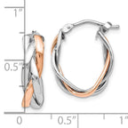 Leslie's 14K with White Rhodium and Rose Gold Plating Polished Hinged Hoop Earrings - Image 4