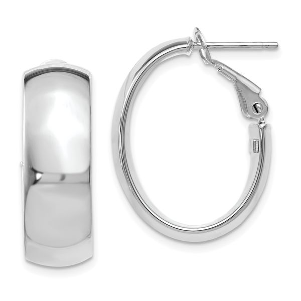 Leslie's 14K with White Rhodium Plating Polished Hoop Earrings
