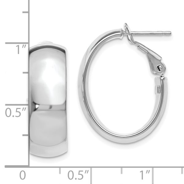 Leslie's 14K with White Rhodium Plating Polished Hoop Earrings - Image 4