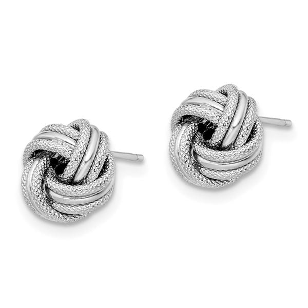 Leslie's 14K with White Rhodium Plating Knot Polished D/C Post Earrings - Image 2