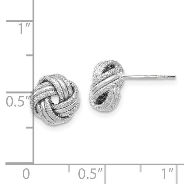 Leslie's 14K with White Rhodium Plating Knot Polished D/C Post Earrings - Image 4