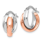 Leslie's 14K White Gold Rose-plated Polished Hoop Earrings - Image 2