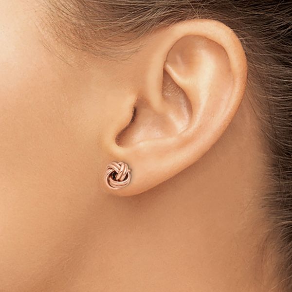 Leslie's 14K w/ Rose Gold Plating Polished Love Knot Post Earrings - Image 3