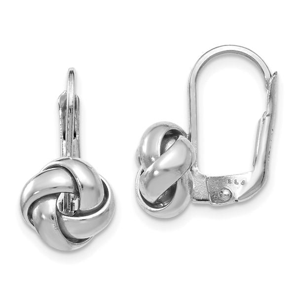 Leslie's 14K w/ White Rhodium Plating Polished Love Knot Leverback Earrings