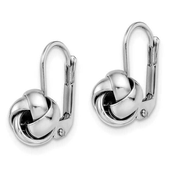 Leslie's 14K w/ White Rhodium Plating Polished Love Knot Leverback Earrings - Image 2