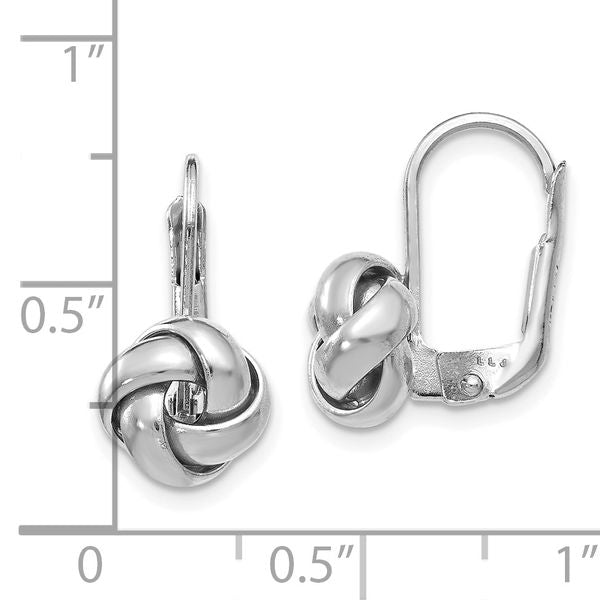 Leslie's 14K w/ White Rhodium Plating Polished Love Knot Leverback Earrings - Image 4