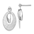 Leslie's 14K White Gold Pol and Scratch Finish Oval Reversible Post Earring
