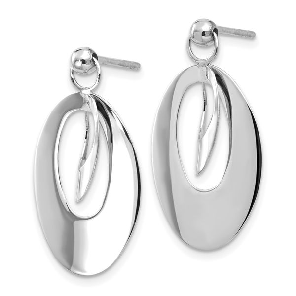Leslie's 14K White Gold Pol and Scratch Finish Oval Reversible Post Earring - Image 2