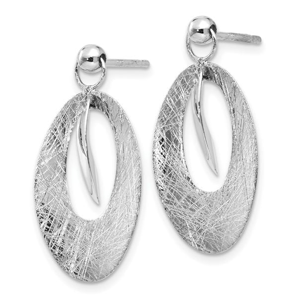 Leslie's 14K White Gold Pol and Scratch Finish Oval Reversible Post Earring - Image 3