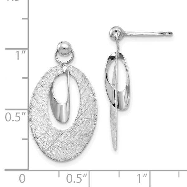 Leslie's 14K White Gold Pol and Scratch Finish Oval Reversible Post Earring - Image 4