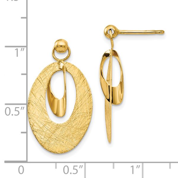 14K Polished and Scratch Finish Oval Post Earrings - Image 4