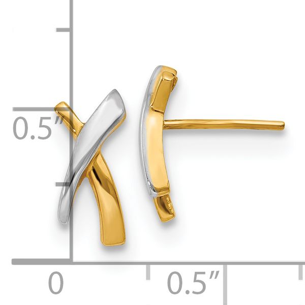 14K w/Rhodium X Post Earrings - Image 4