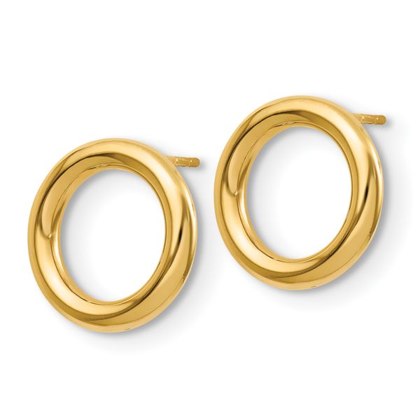 14K Polished Circle Post Earrings - Image 2