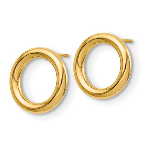 14K Polished Circle Post Earrings - Image 2
