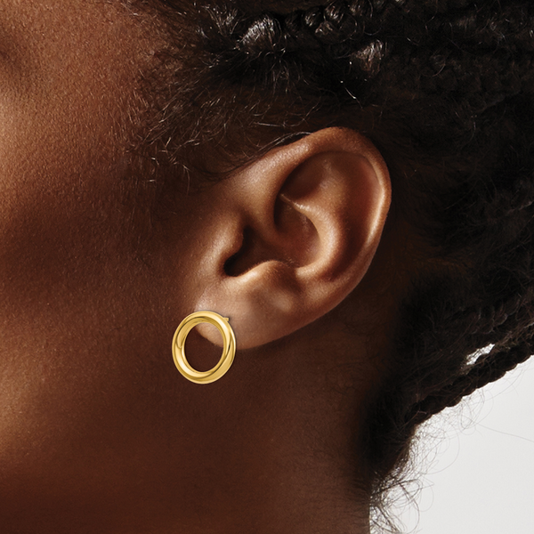 14K Polished Circle Post Earrings - Image 3